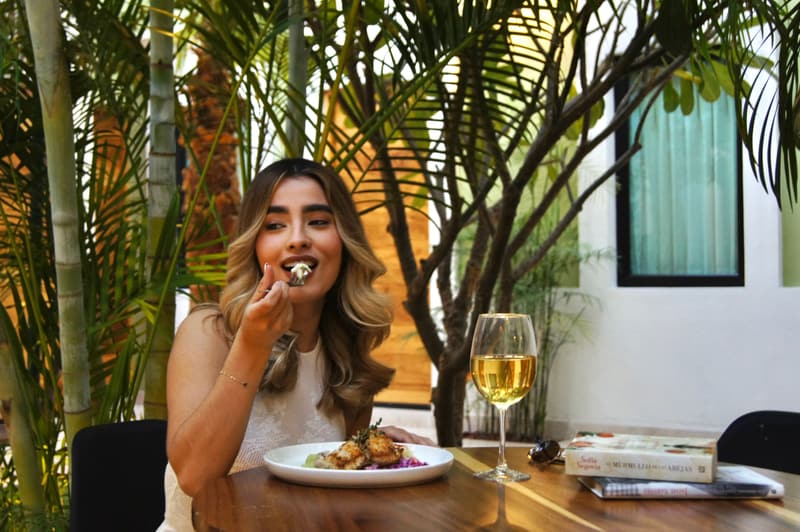 A meal in the hotel central garden